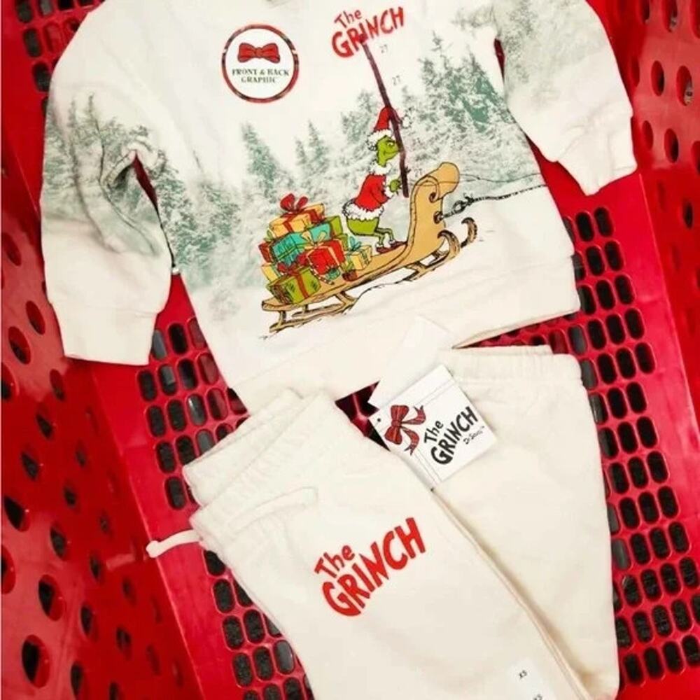NWT Kids Dr. Seuss The Grinch Cream Graphic Sweatpants - Size LARGE Youth Pants - Picture 4 of 4